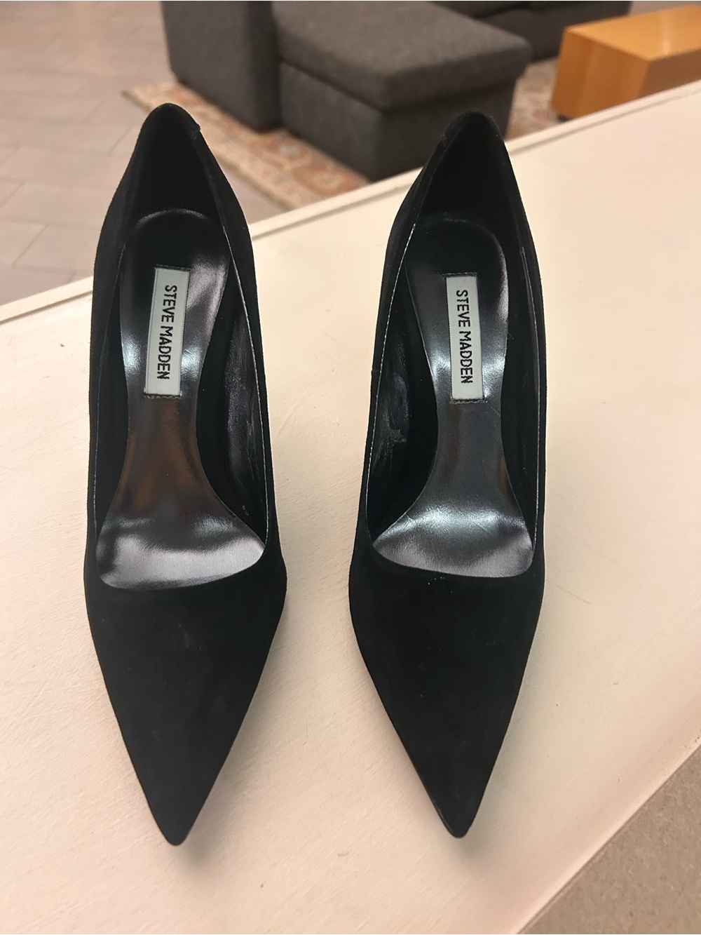 Heels Steve Madden Classic Black Suede Pointed-Toe Heels for Women - Picture 12 of 12